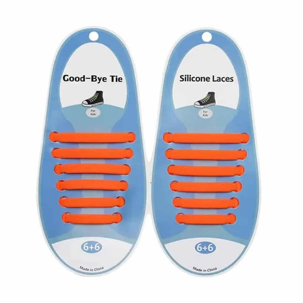 elastic lazy no-tie silicone speed laces - Orange (Adults)