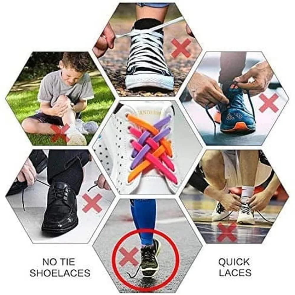 elastic lazy no-tie silicone speed laces - Orange (Adults)
