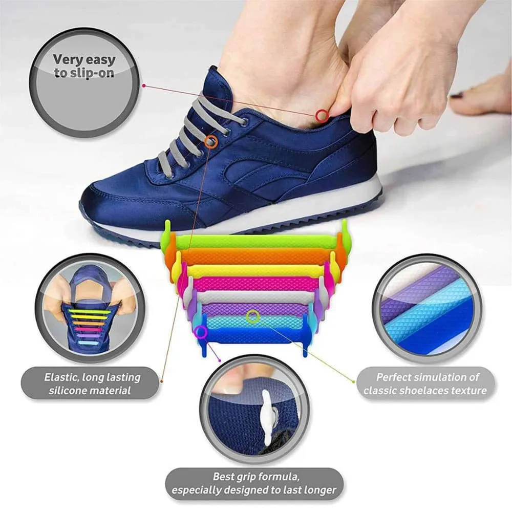 elastic lazy no-tie silicone speed laces - Orange (Adults)