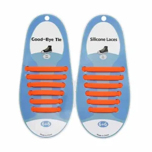 elastic lazy no-tie silicone speed laces - Orange (Adults)