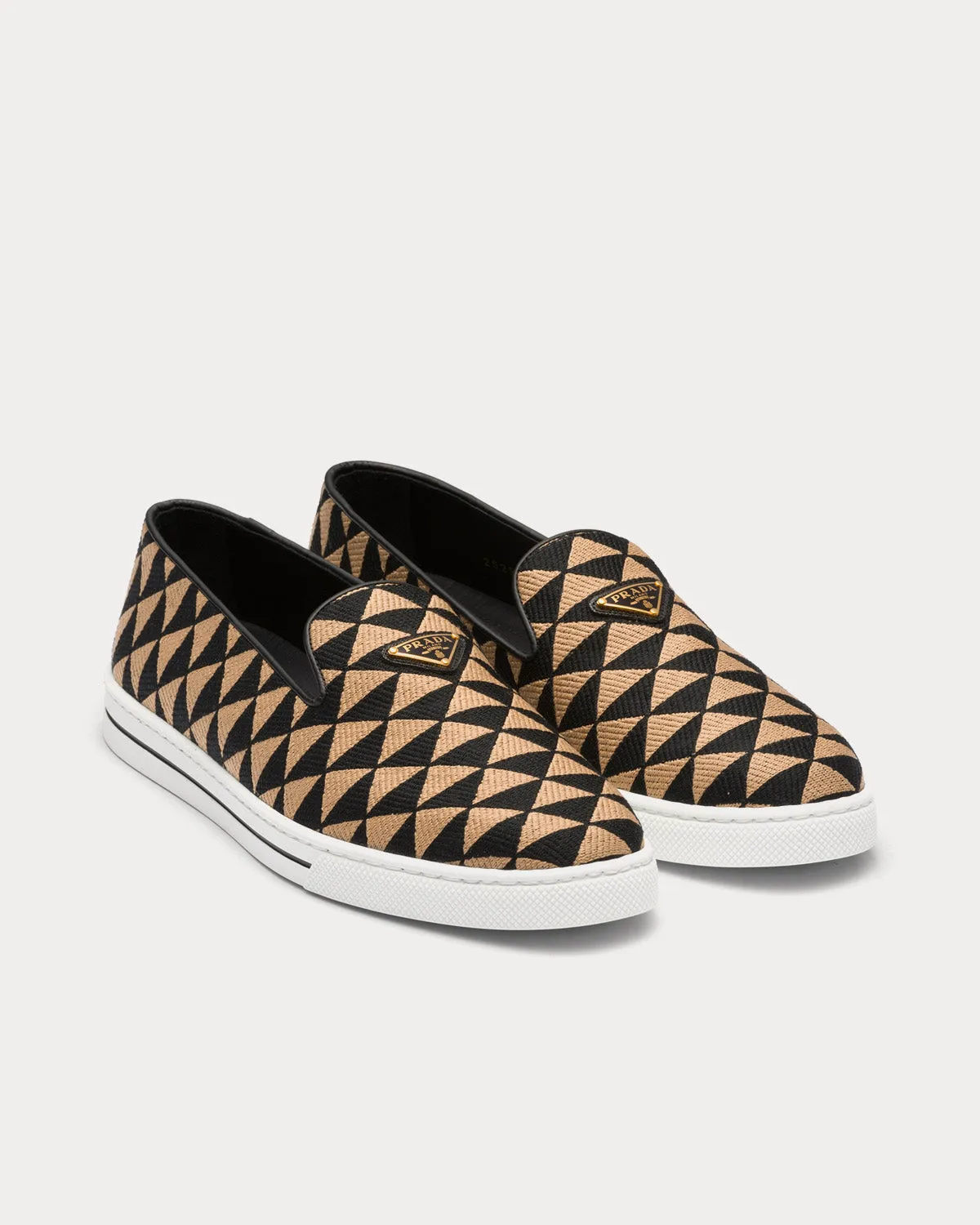 Embroidered Technical Fabric Black / Beige Slip On Sneakers