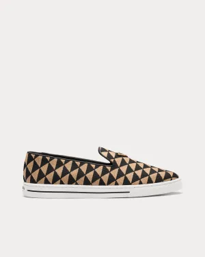 Embroidered Technical Fabric Black / Beige Slip On Sneakers