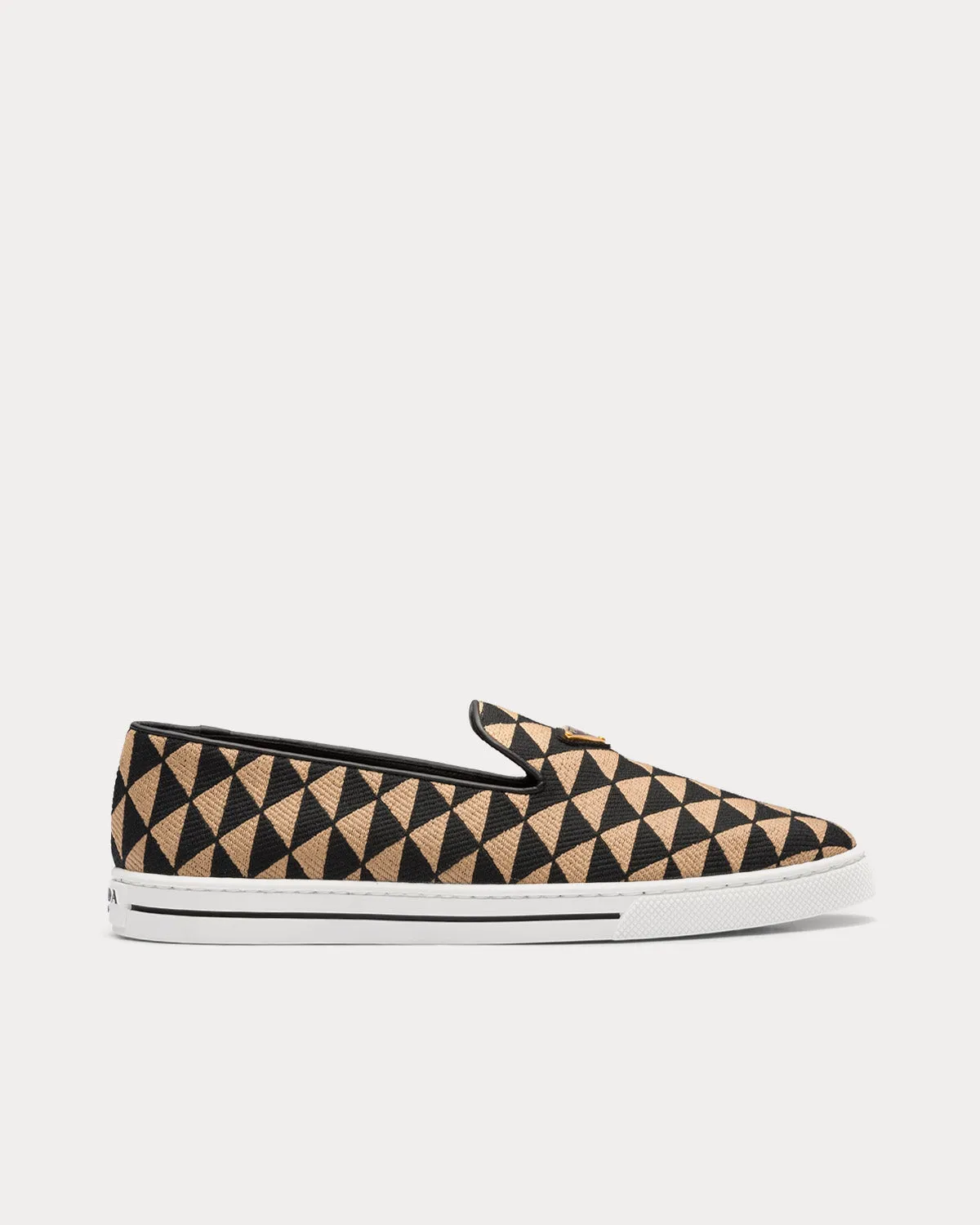 Embroidered Technical Fabric Black / Beige Slip On Sneakers