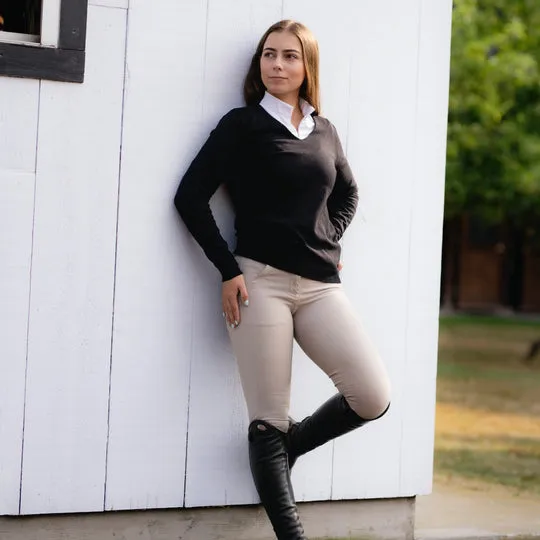 Essential V-Neck Sweater - Black - Ladies