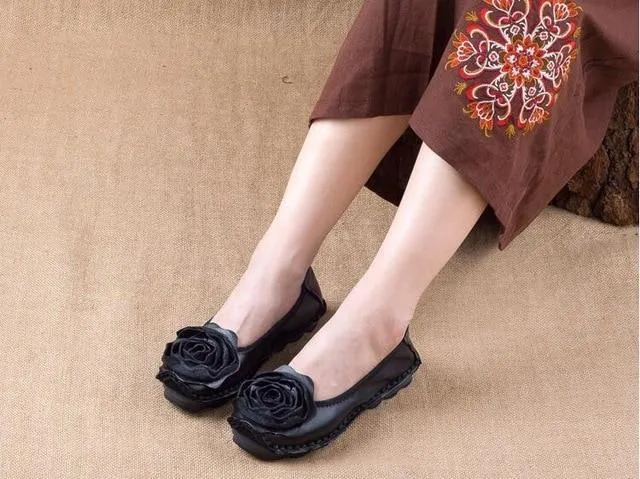Fashion Big Flower Loafers Comfortable Women Shoes