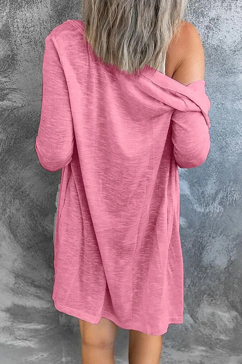 Fashion Casual Solid Split Joint V Neck Tops