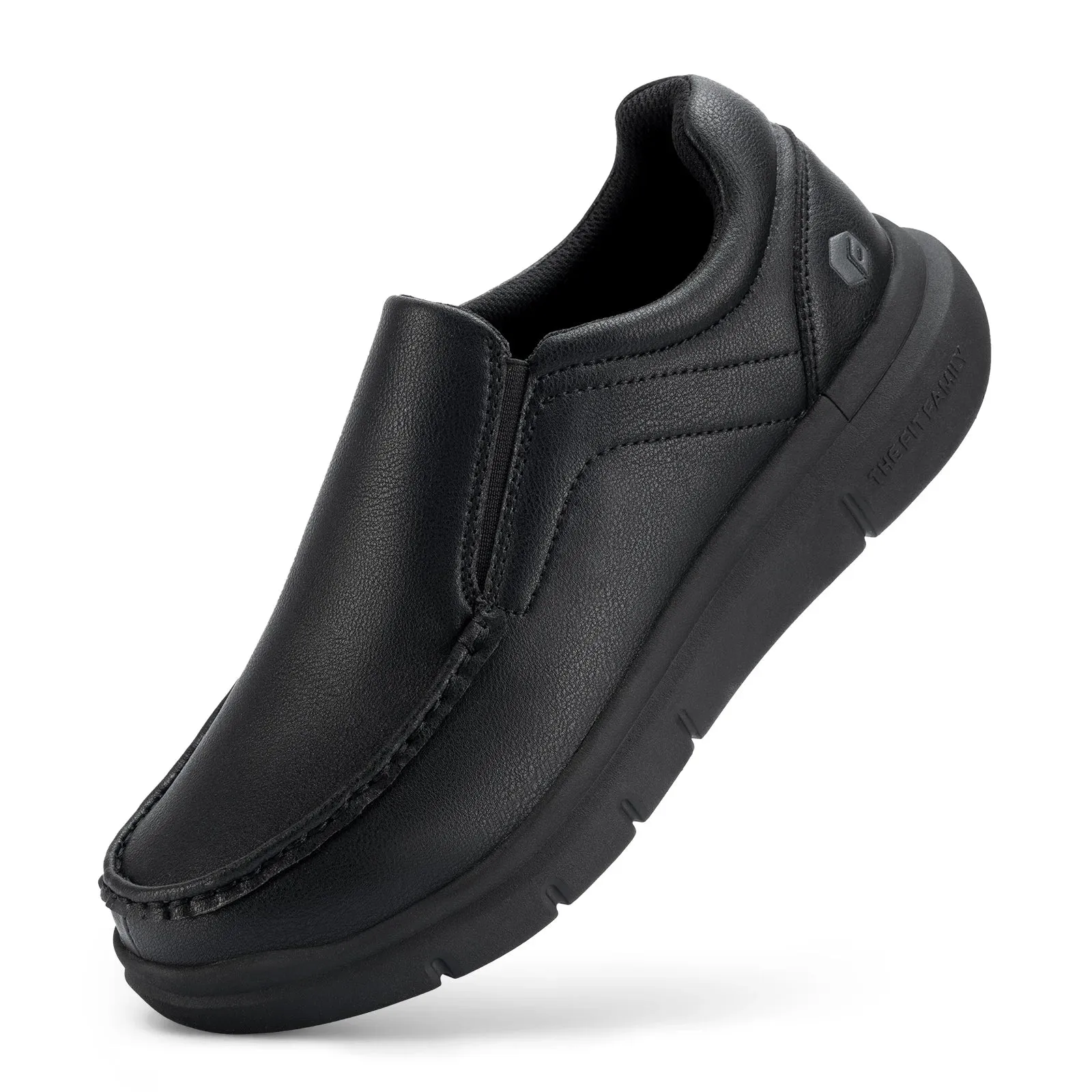 Fitville Men's Shoes Wide Width Leather Slip-On Casual Shoes Lightweight For Swollen Feet with Arch Support Pain Relief