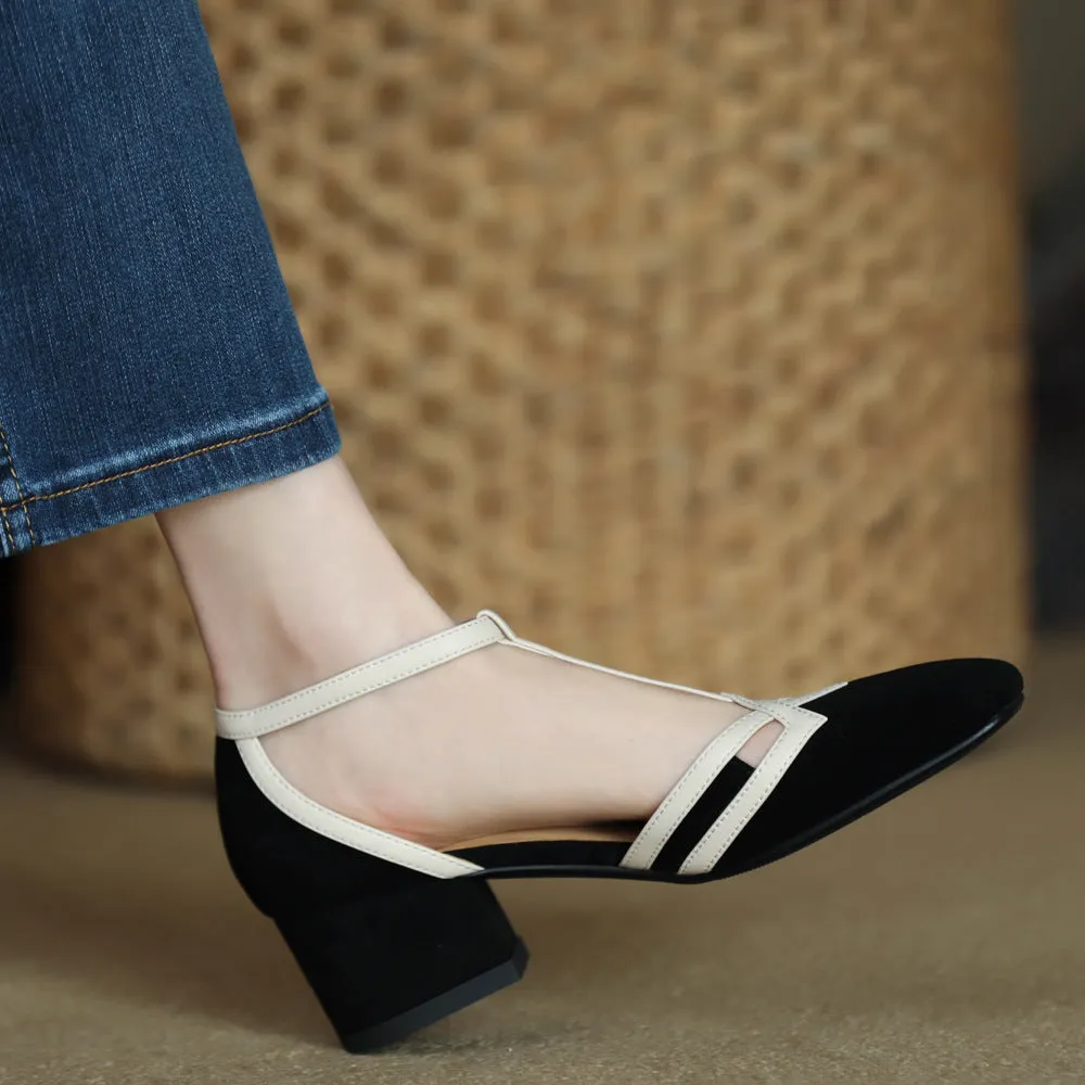 French inspired Roman Buckle Chunky Heels Sandals