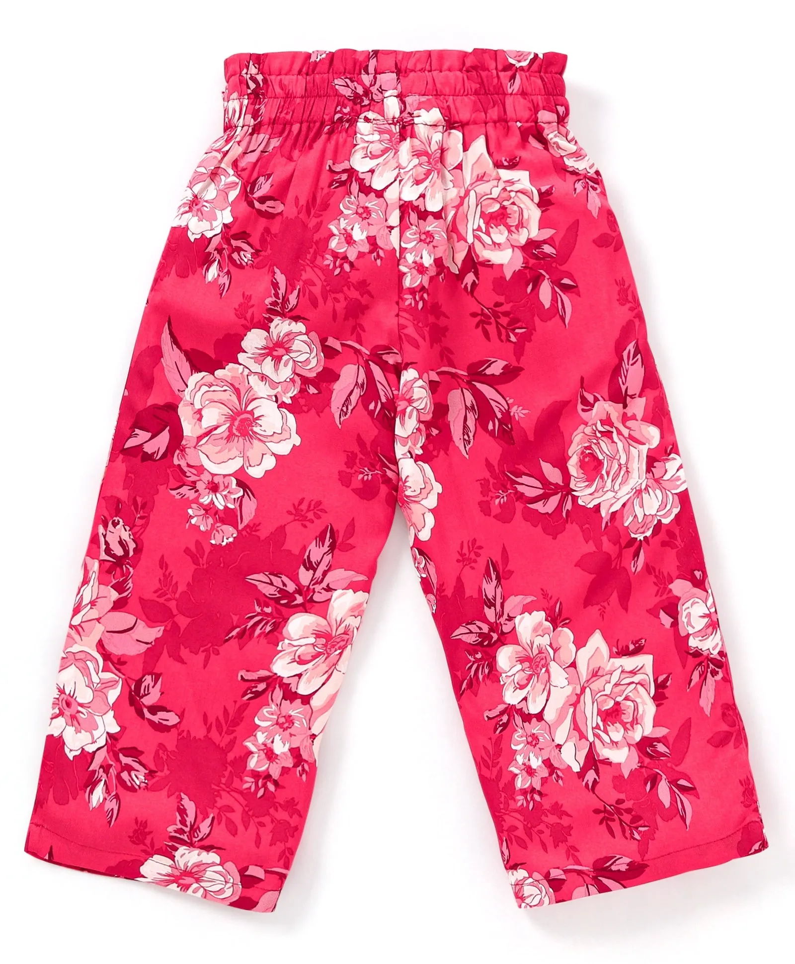 Frilled Sleeves Bow Top Belted Floral Plazzo Set