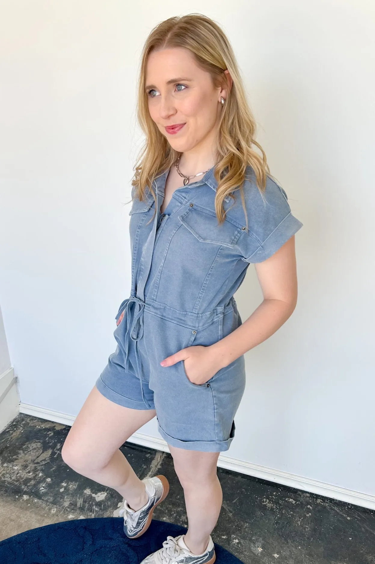 Full Hearts Denim Romper