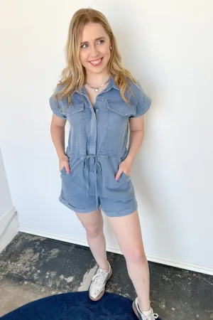Full Hearts Denim Romper