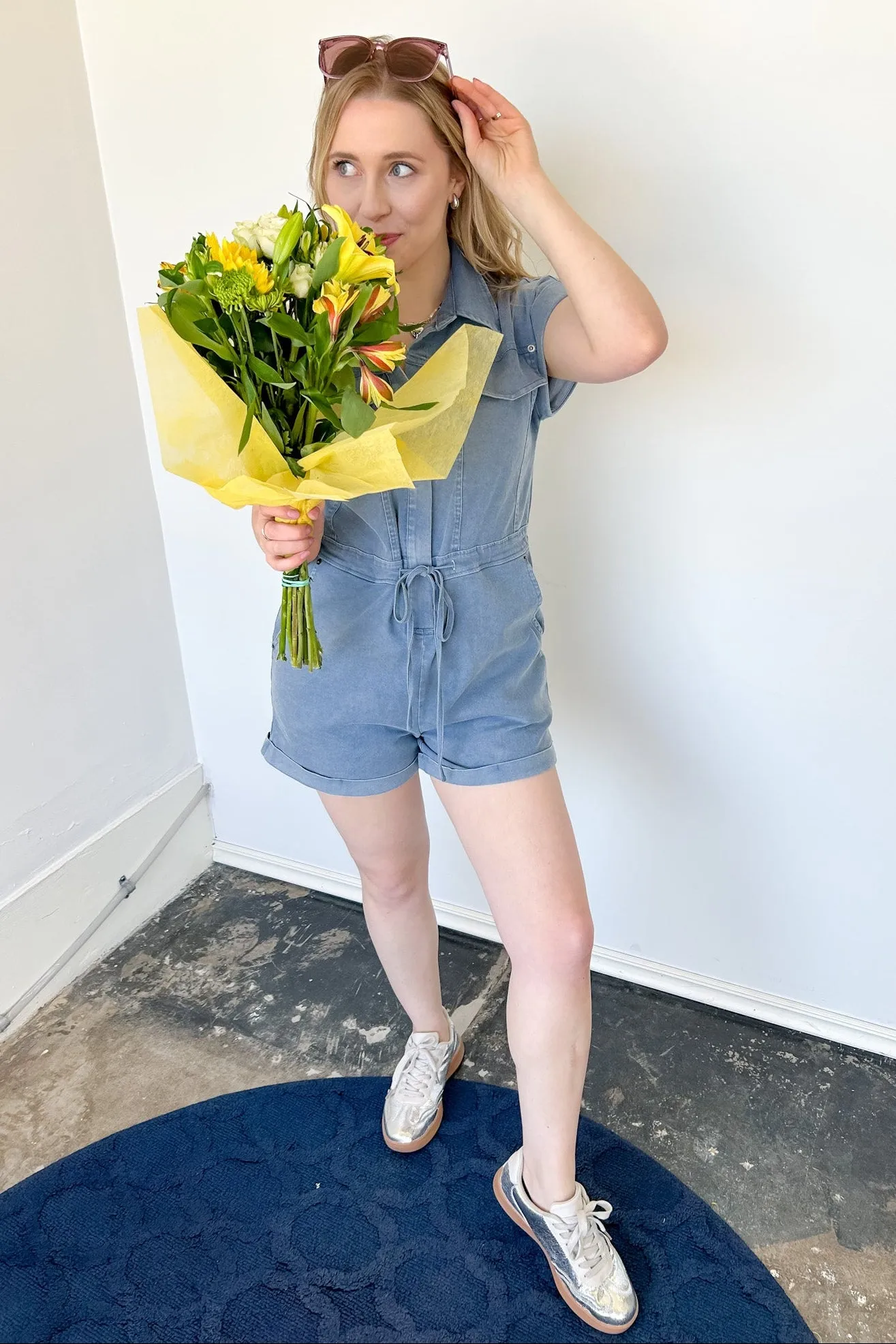 Full Hearts Denim Romper