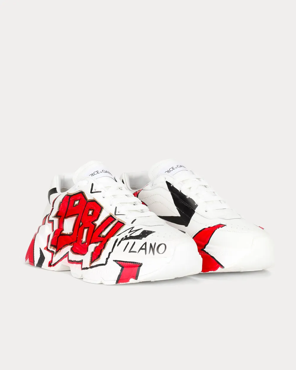 Hand-painted Calfskin Nappa Daymaster White Low Top Sneakers