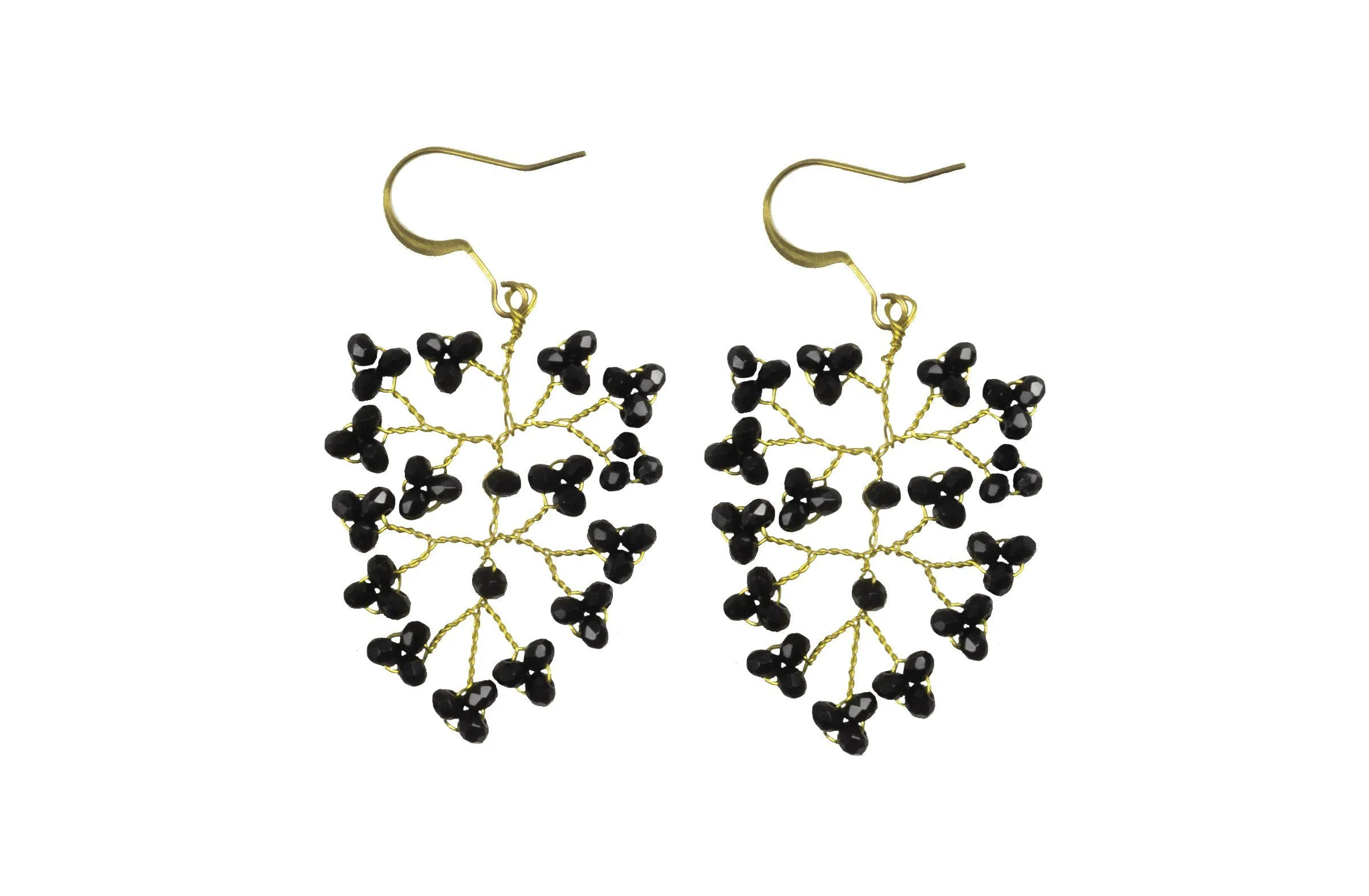 Handmade Earring Crystal Brass Shrub Shape