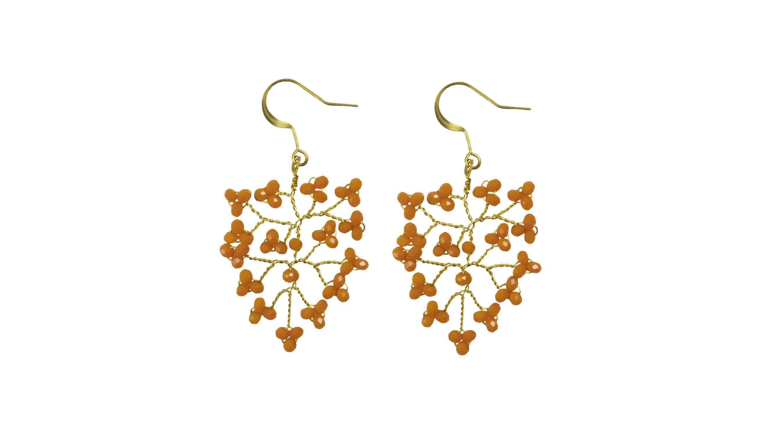 Handmade Earring Crystal Brass Shrub Shape