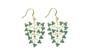 Handmade Earring Crystal Brass Shrub Shape