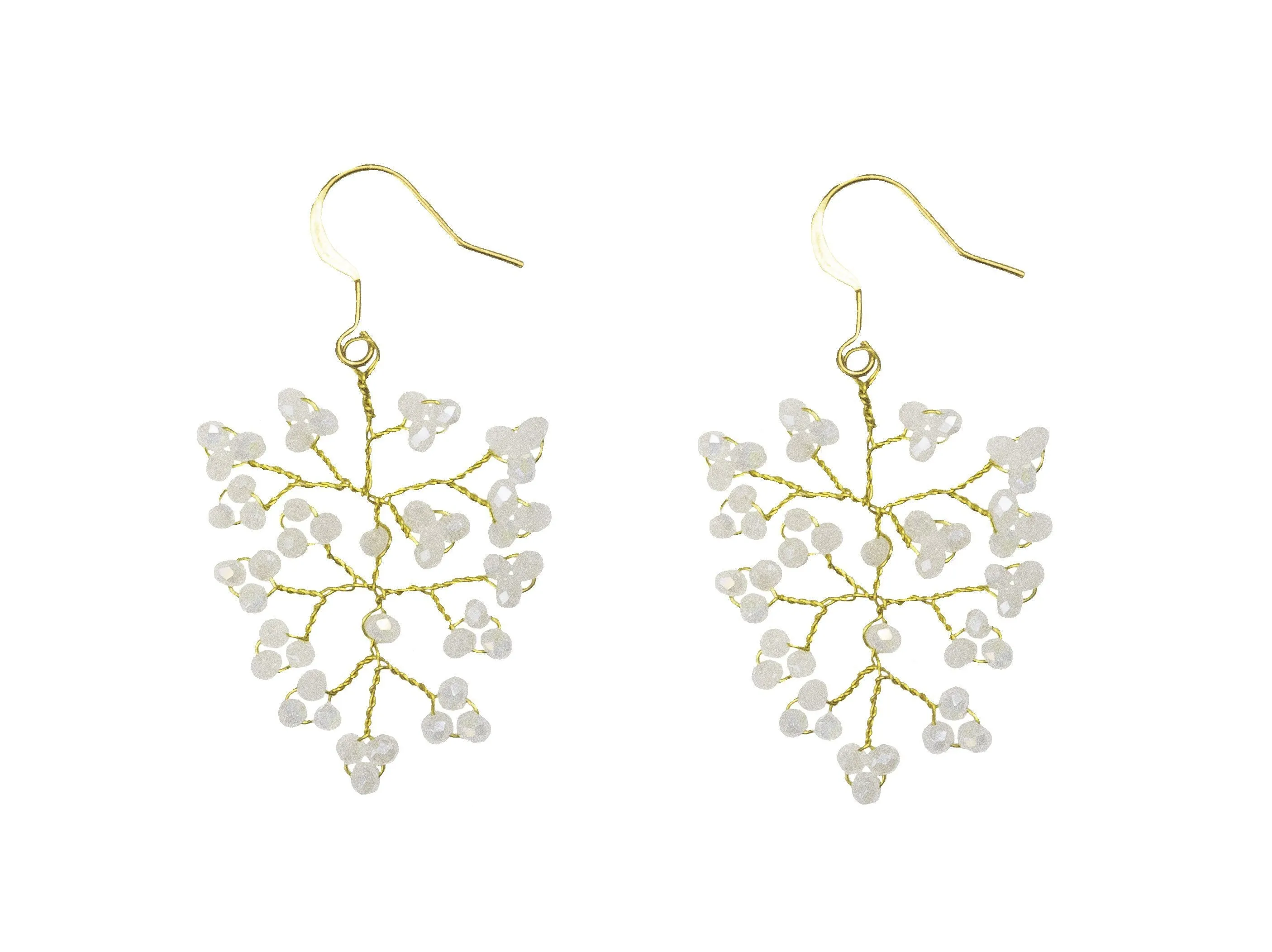 Handmade Earring Crystal Brass Shrub Shape