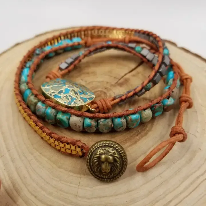 Handwoven Natural Turquoise Stacked Bracelet