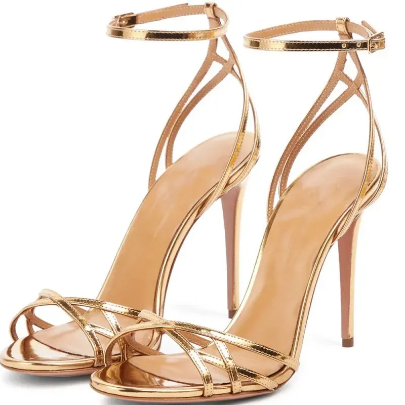 Hollow Out Gold Shoes