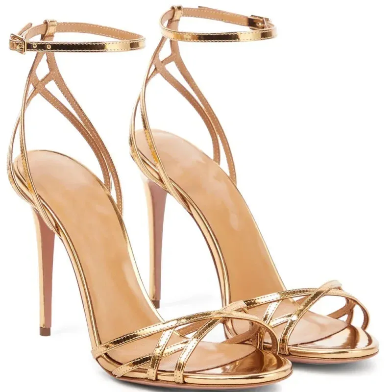 Hollow Out Gold Shoes
