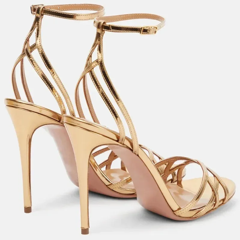 Hollow Out Gold Shoes