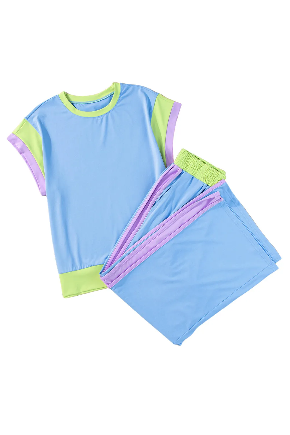 Hot Pink Colorblock Tee and Wide Leg Pants Set