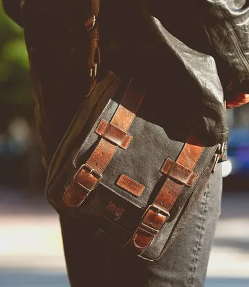Hue Leather Messenger Bag