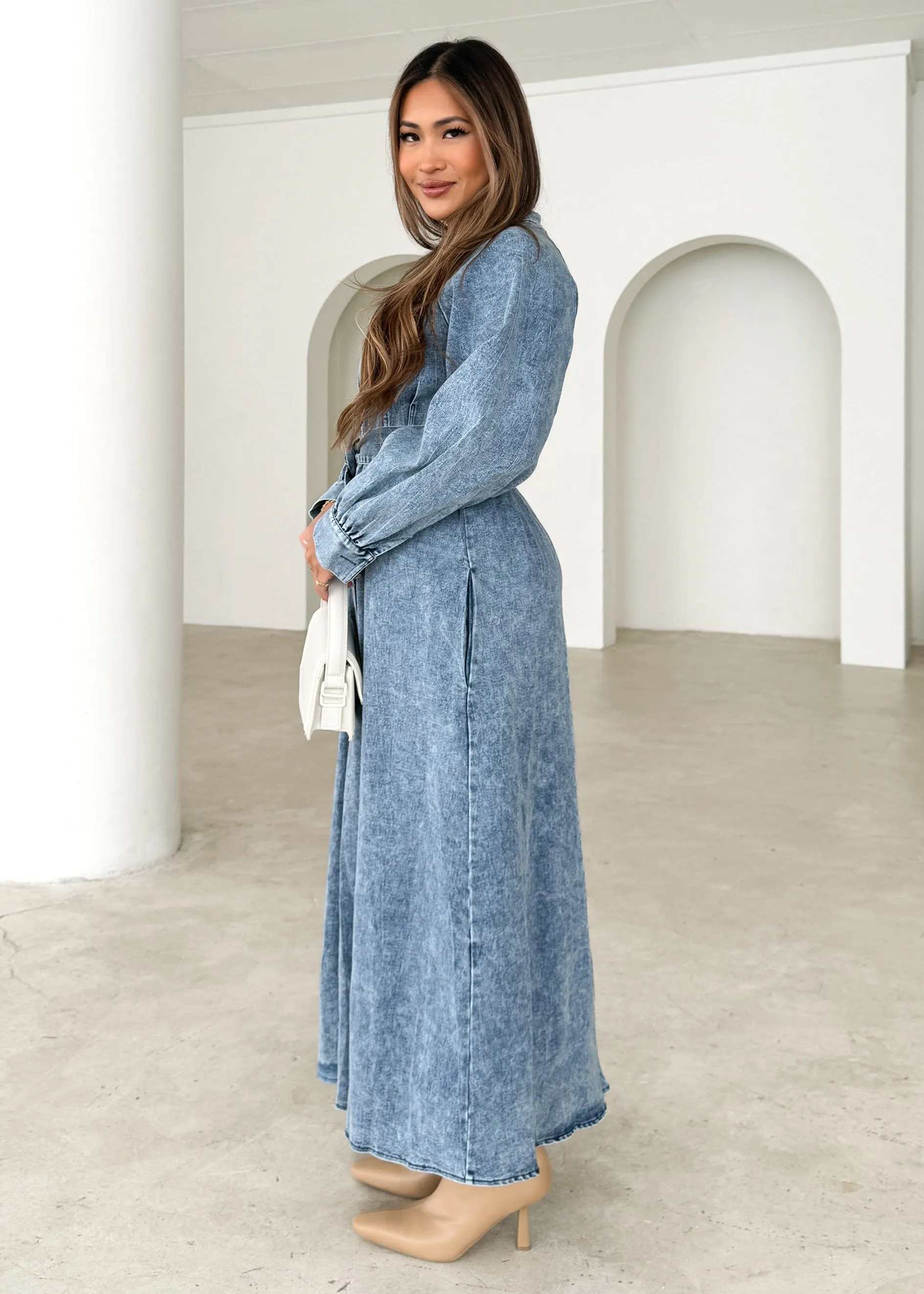 Ivana Denim Maxi Dress - Light Denim