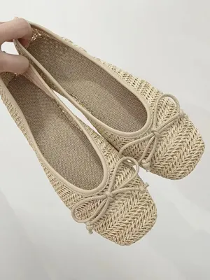 Joskaa Comfy Straw Bow Ballet Flat