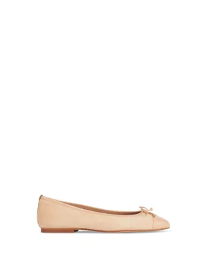Kara Beige Suede And Patent Toe Cap Ballerina Flats
