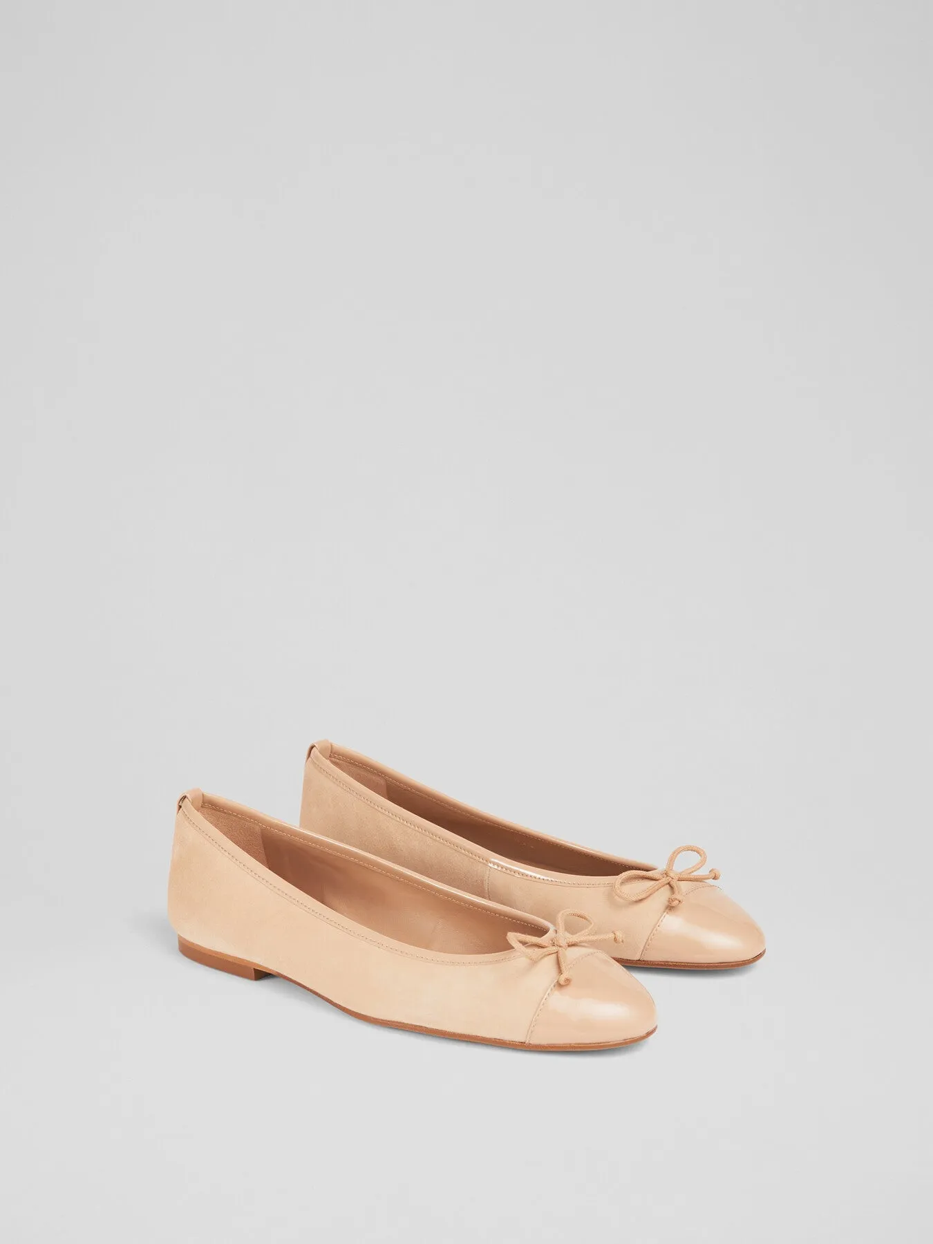 Kara Beige Suede And Patent Toe Cap Ballerina Flats