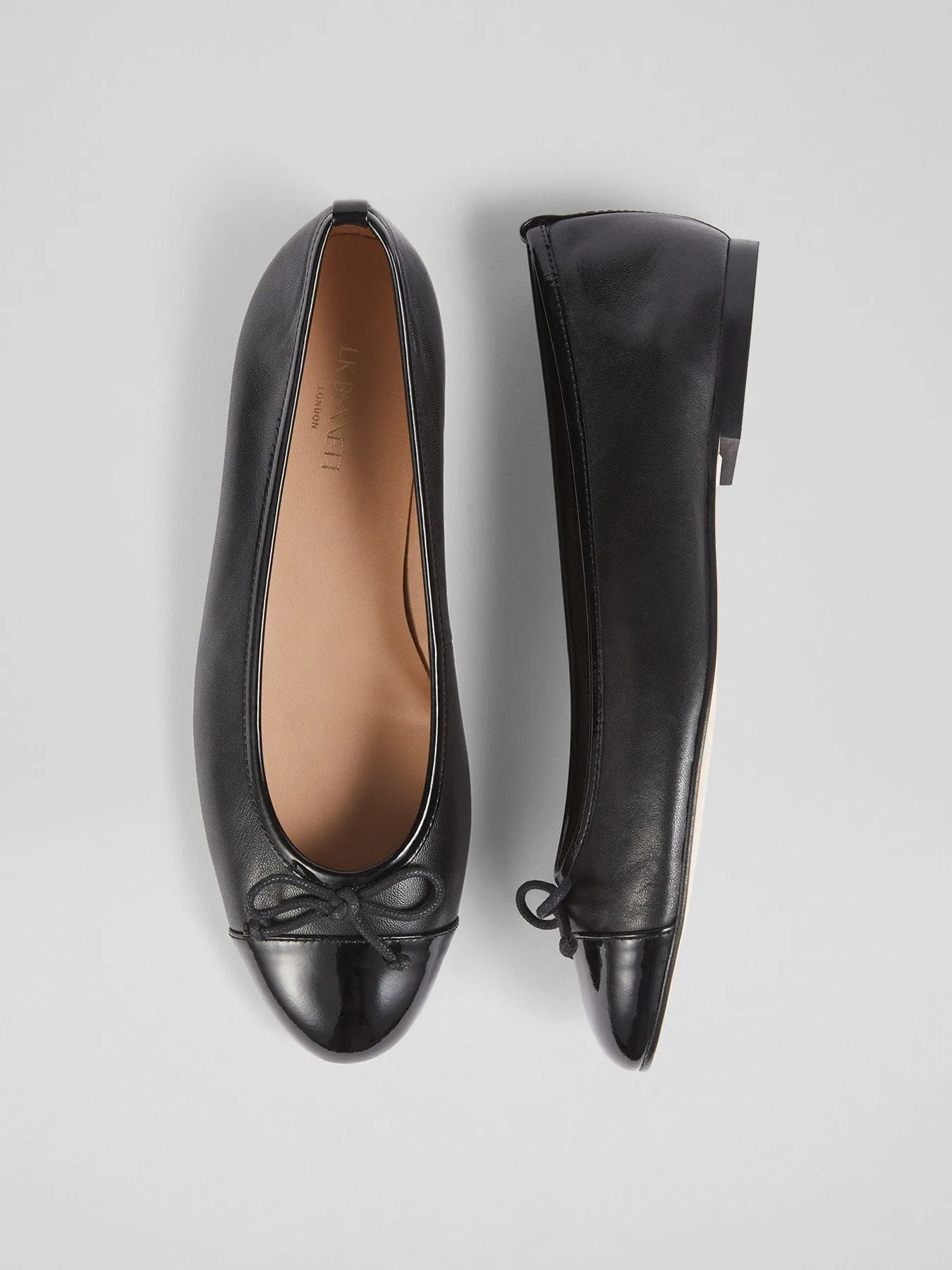 Kara Leather And Patent Toe Cap Ballerina Flats