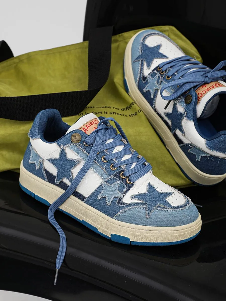 Kicksteria - Stars Casual All-Match Denim Skate Shoes