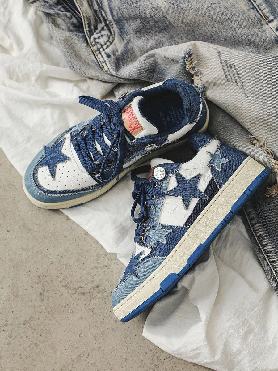 Kicksteria - Stars Casual All-Match Denim Skate Shoes