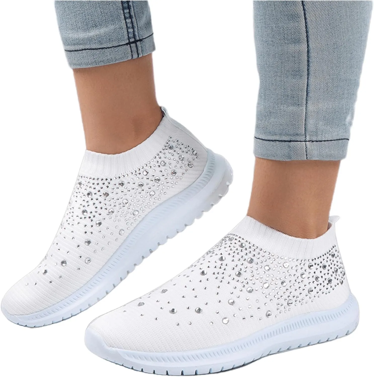 Lausiuoe Running Shoes For Women Arch Support Athletic Walking Shoes Slip On Casual Comfortable Tennis Fashion Sneakers