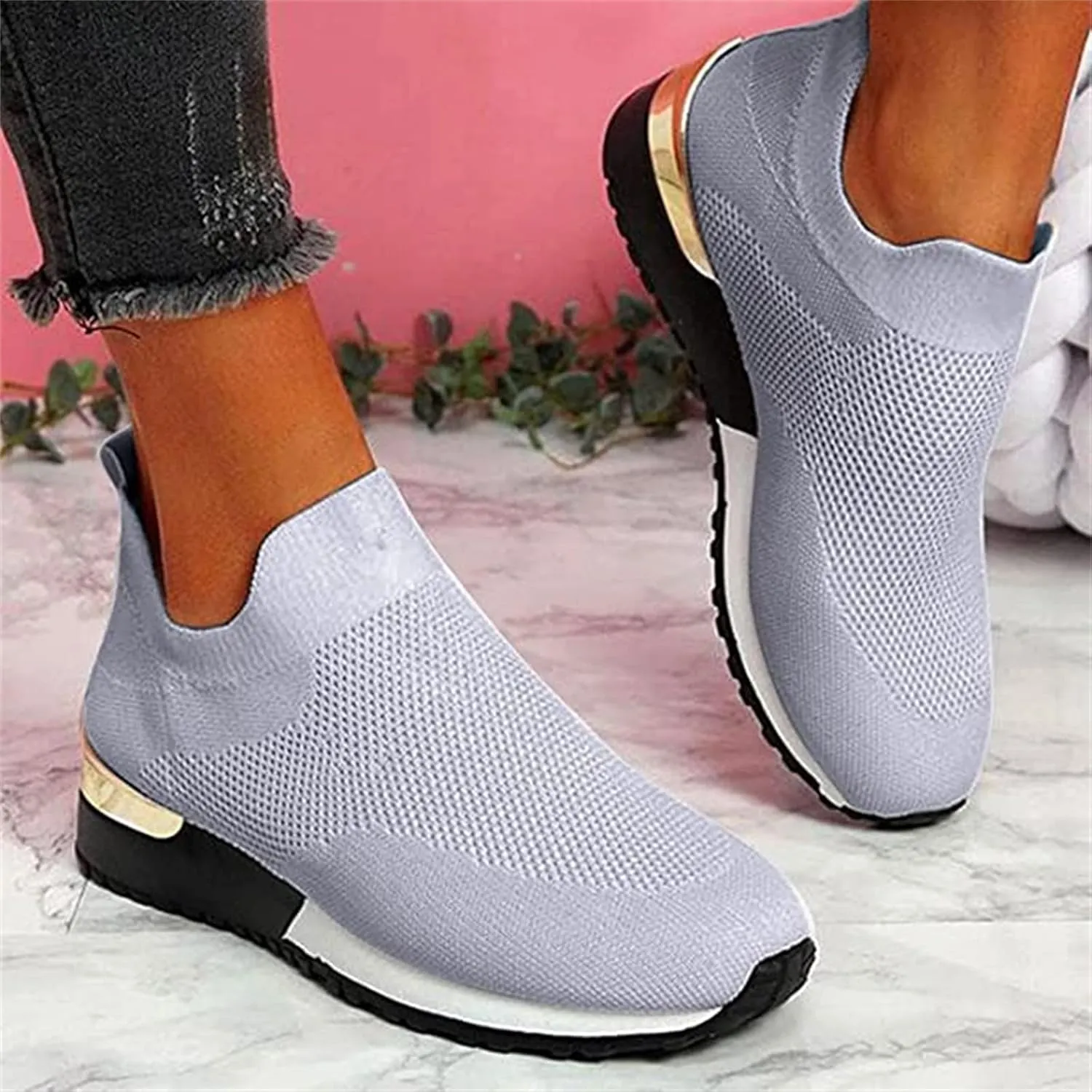 Lausiuoe Sneakers For Women Walking Shoes Comfortable Tennis Shoes Breathable Casual Gym Workout Restaurant Work Shoes