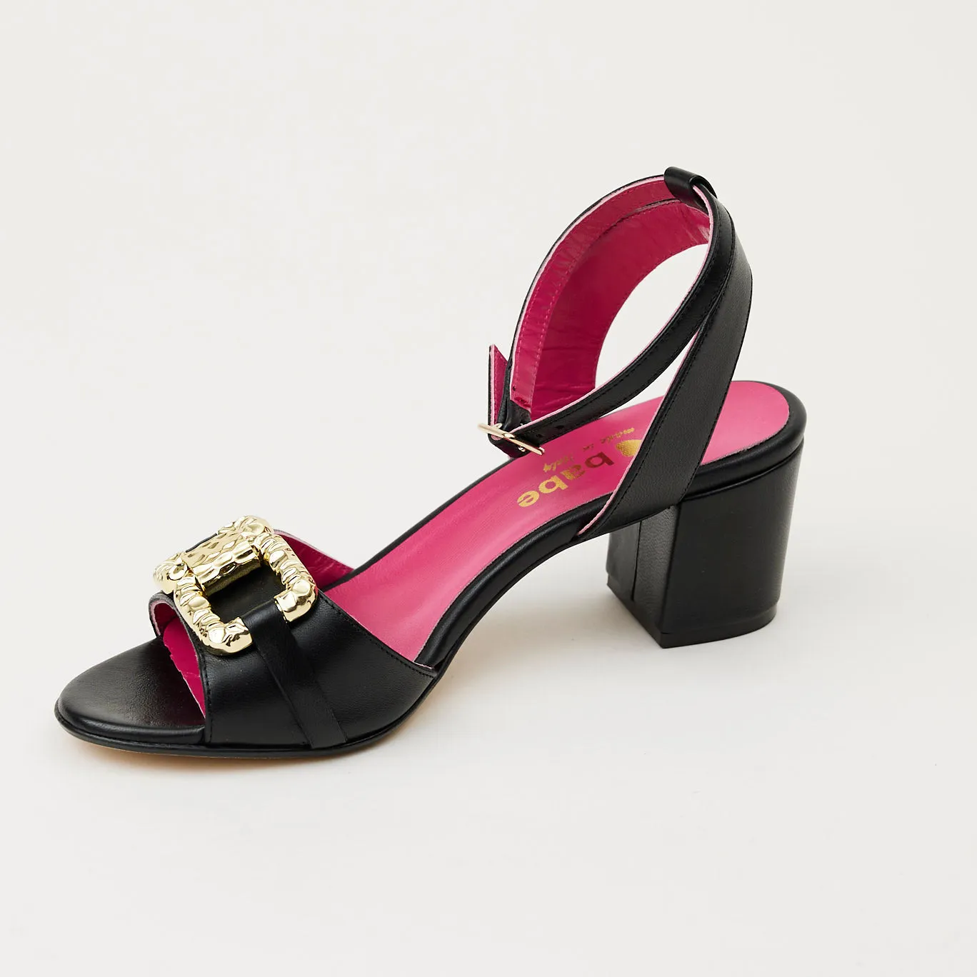 Le Babe Black Leather Cuban Sandals