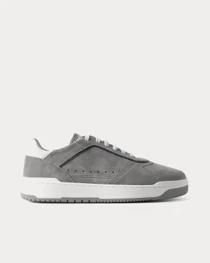 Leather-Trimmed Suede Grey Low Top Sneakers