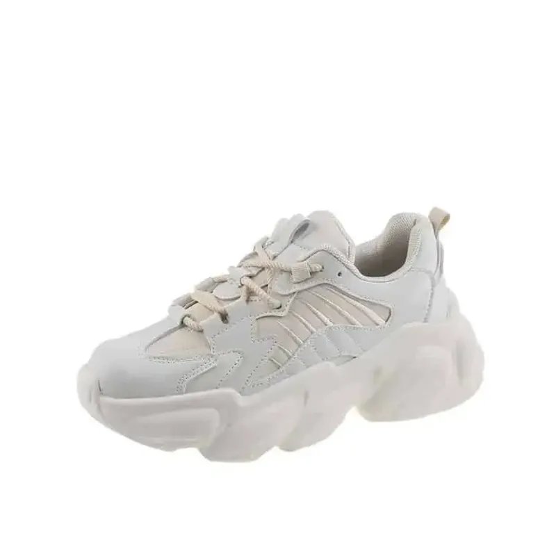 Leather Vulcanized Thick Sole Casual Lace Platform Sneakers