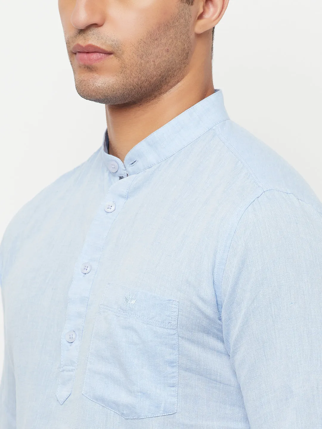 Light Blue Linen Kurta