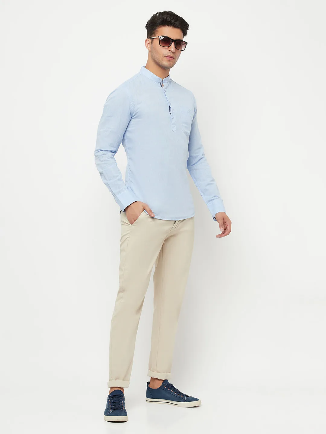 Light Blue Linen Kurta