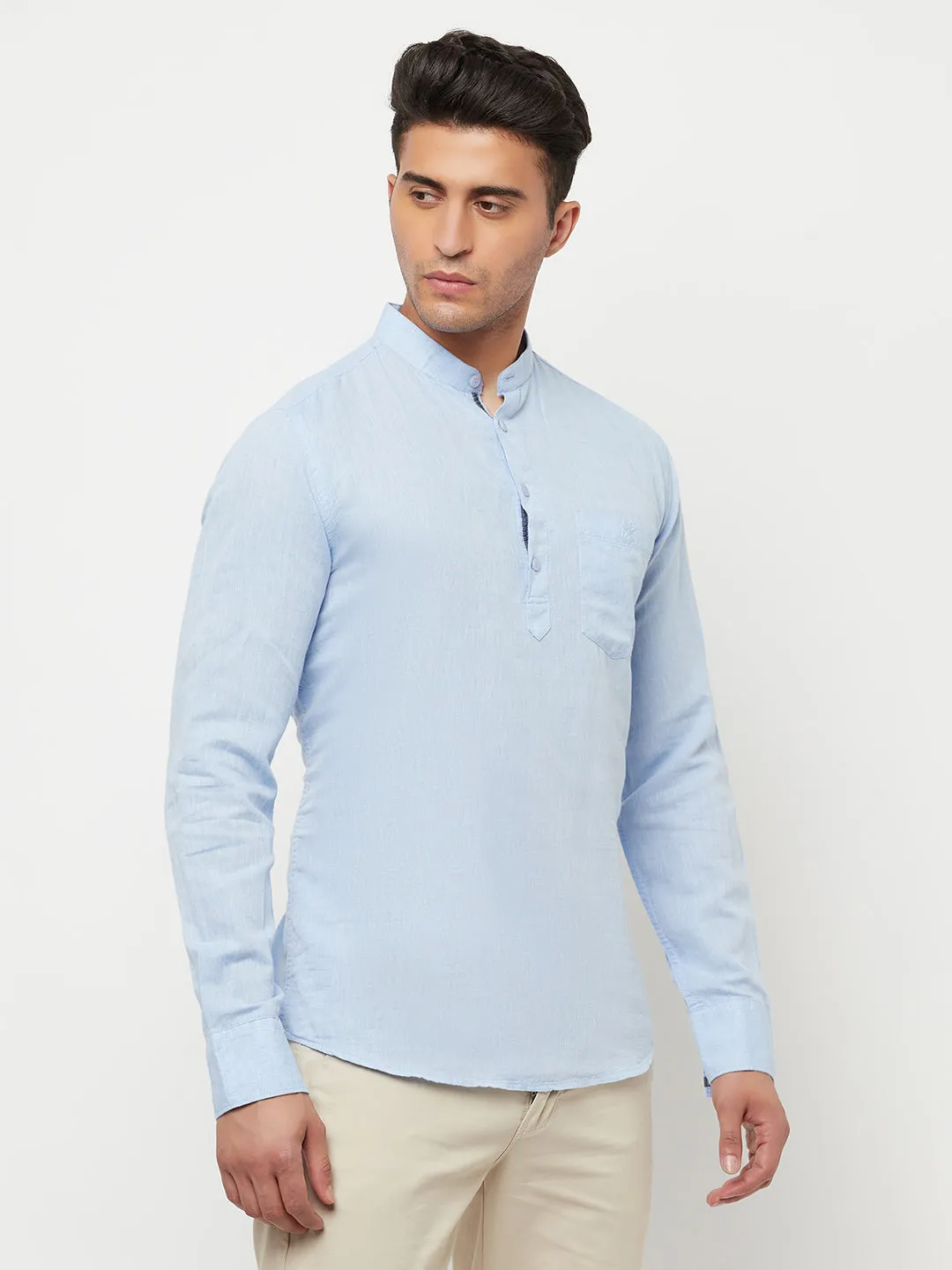 Light Blue Linen Kurta