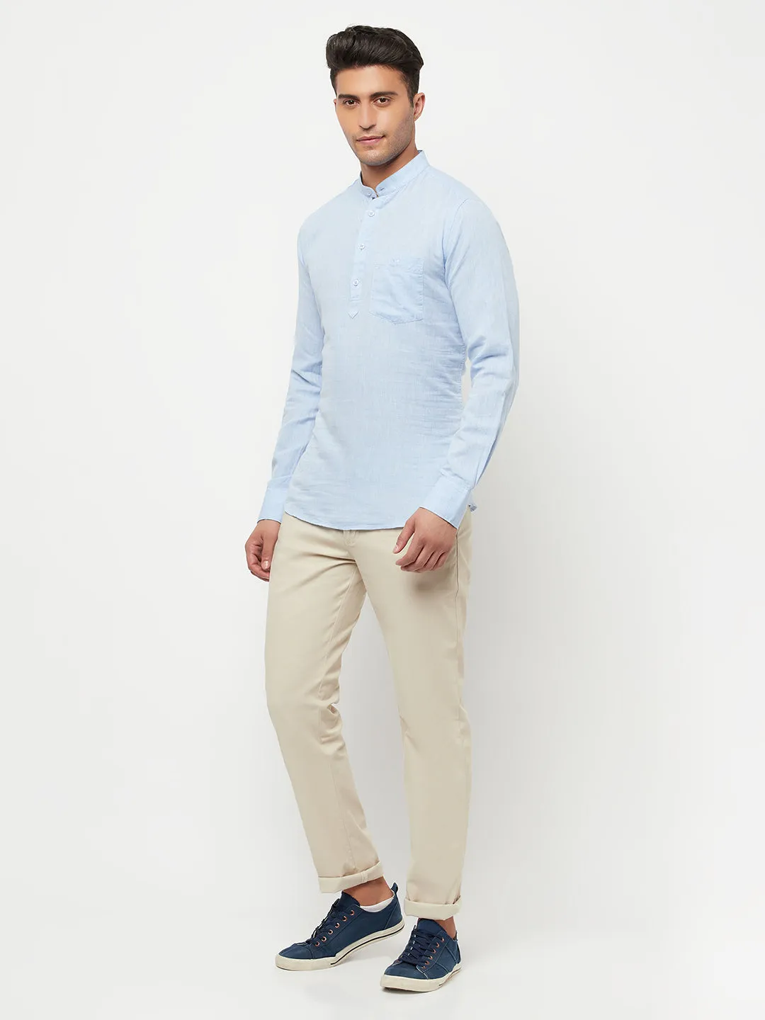 Light Blue Linen Kurta