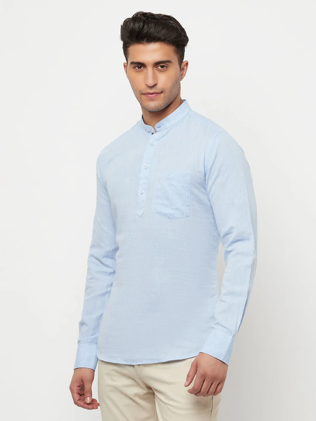 Light Blue Linen Kurta