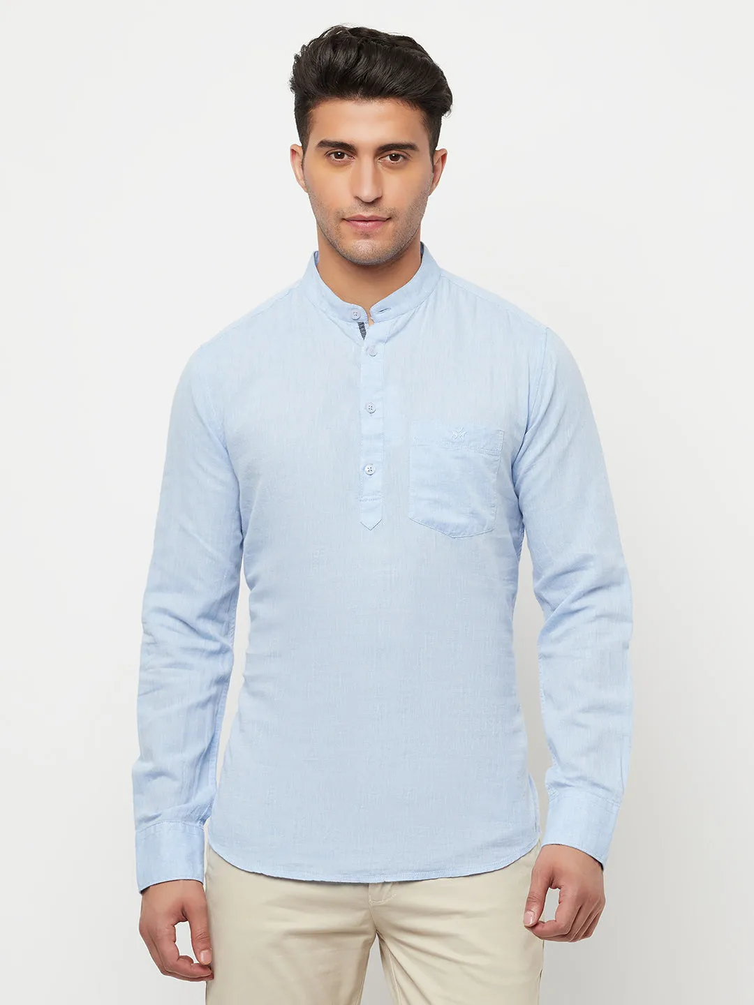 Light Blue Linen Kurta