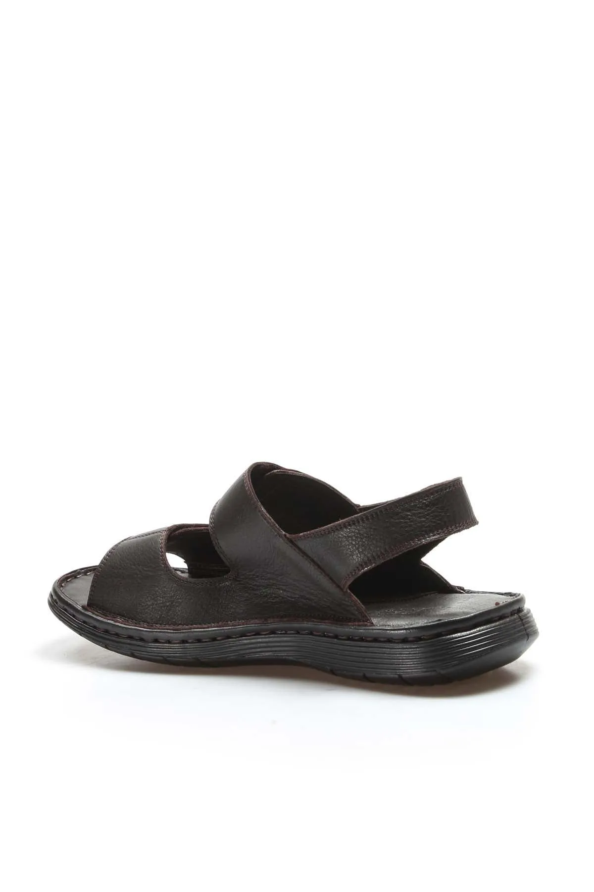 Men's Brown Leather Sandals with Adjustable Straps - Wessi