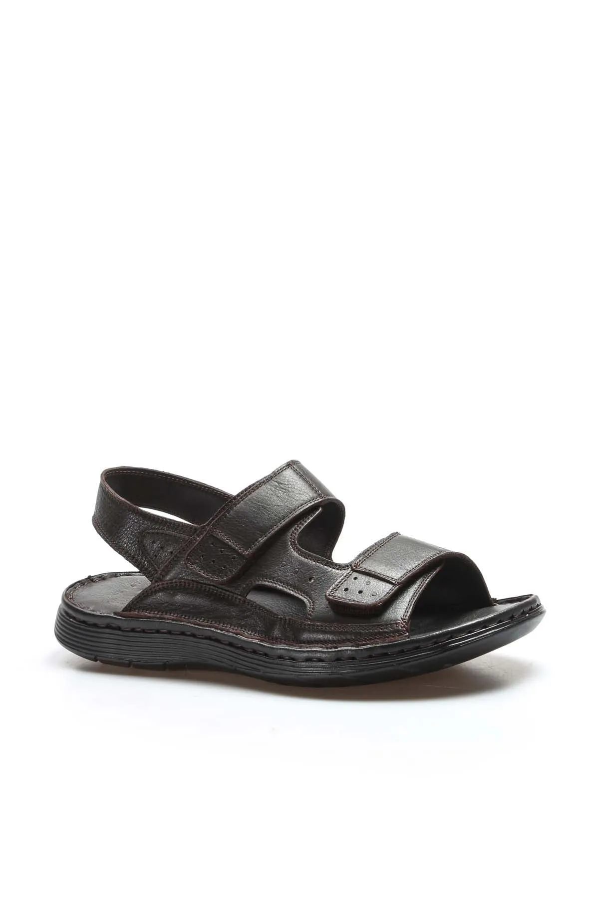 Men's Brown Leather Sandals with Adjustable Straps - Wessi