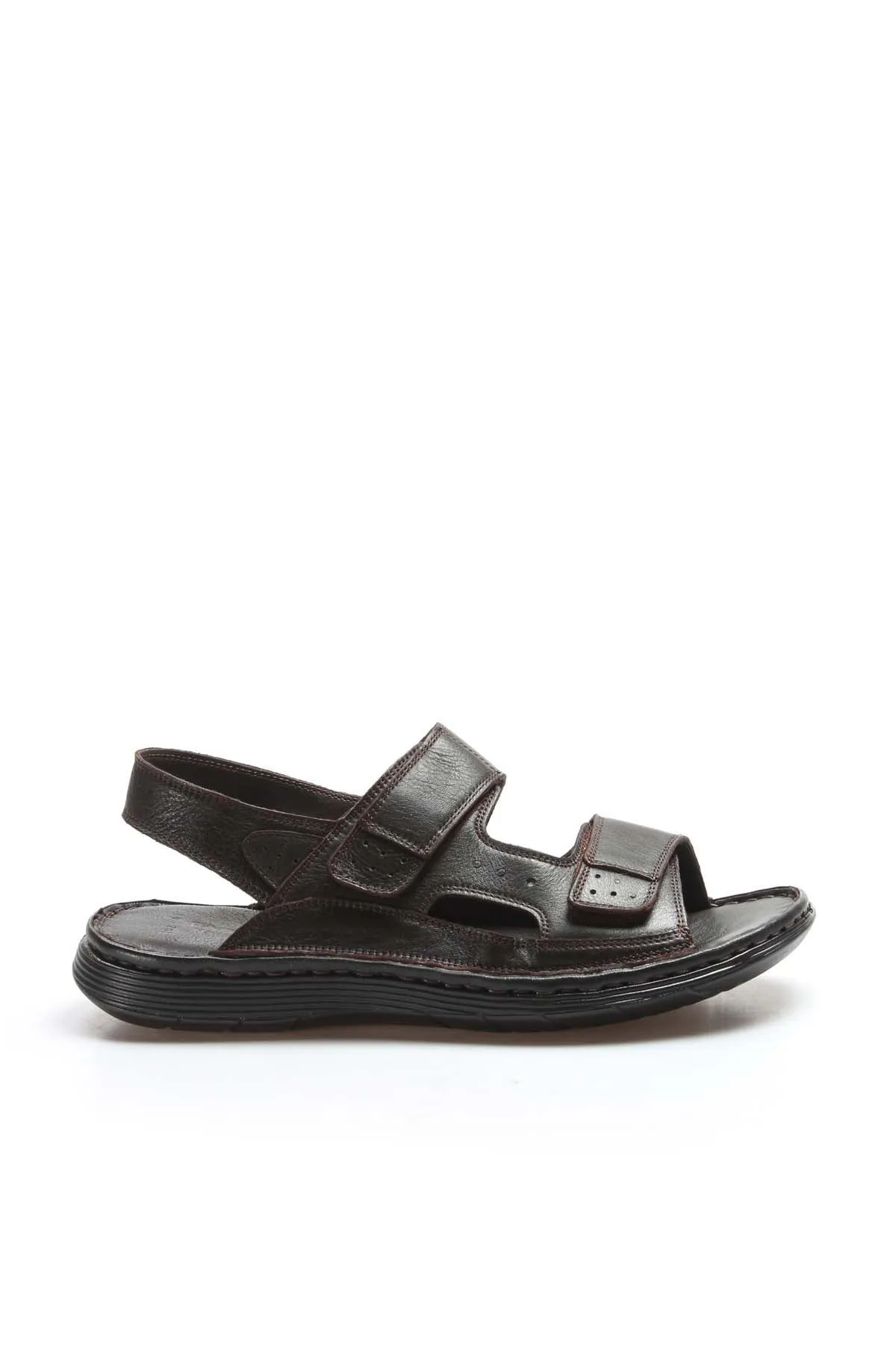 Men's Brown Leather Sandals with Adjustable Straps - Wessi