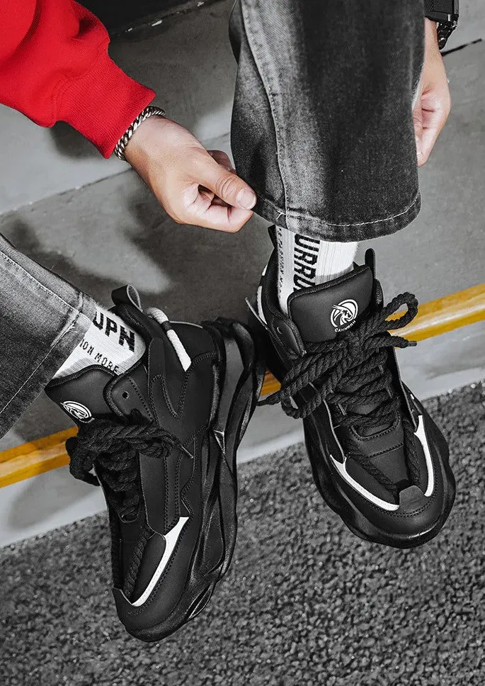 Men's Leather High-Top Chunky Casual Sneakers (In Stock)