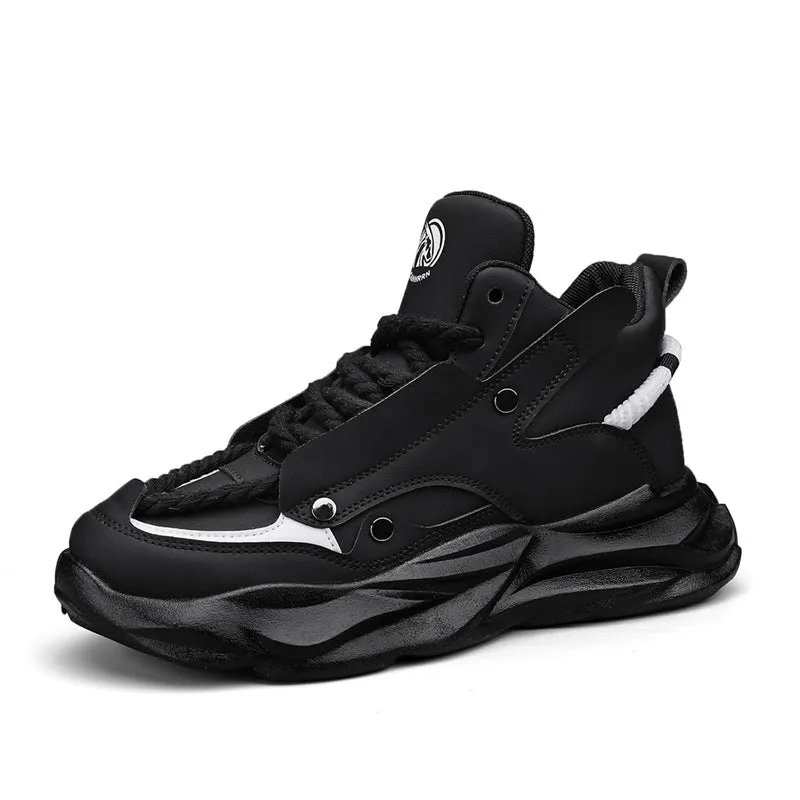 Men's Leather High-Top Chunky Casual Sneakers (In Stock)